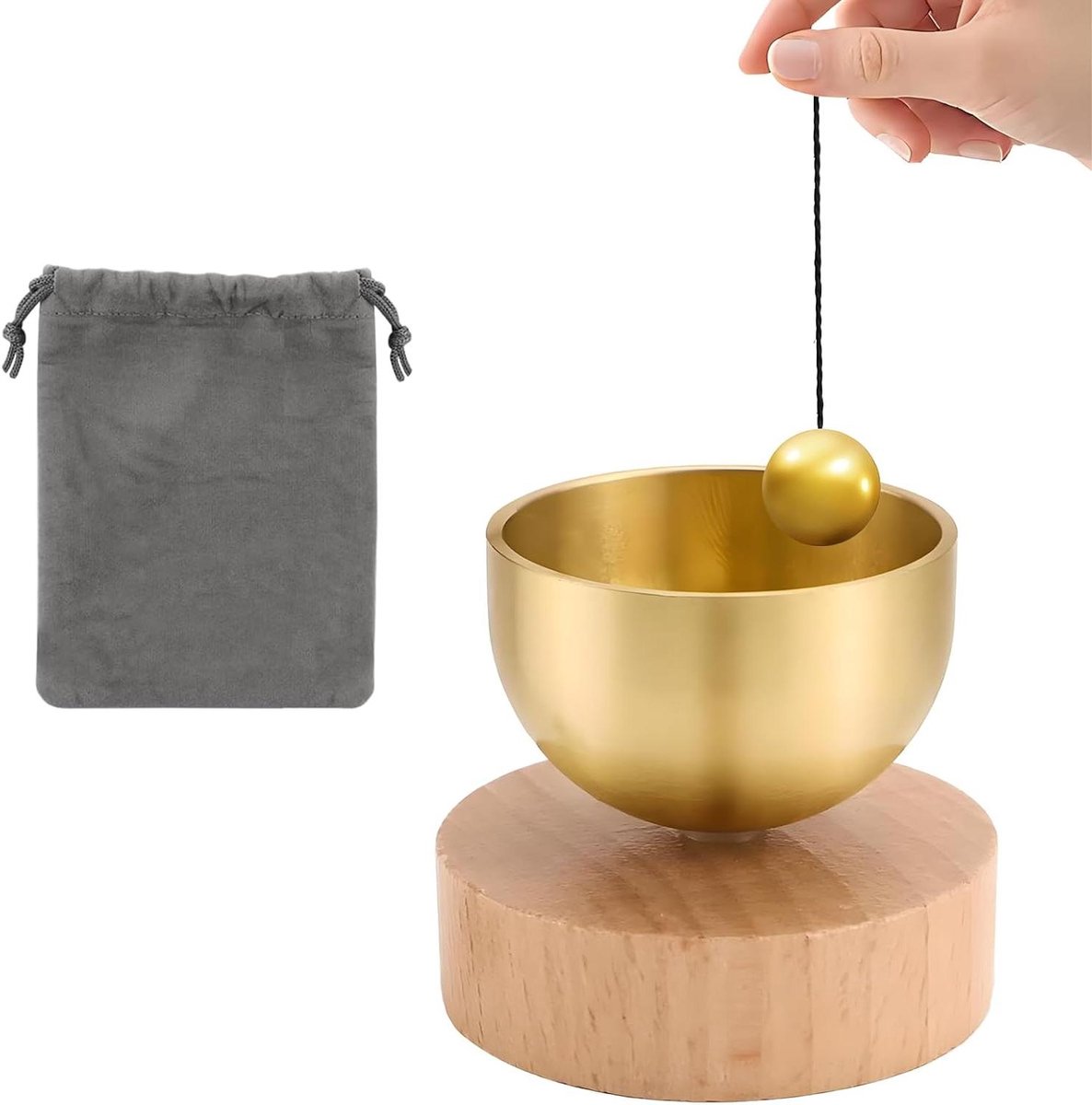 Tibetaanse klankschaal - Zingende kom - Meditatie en ontspanning - Miniatuur formaat - Ø 44 cm - Goud