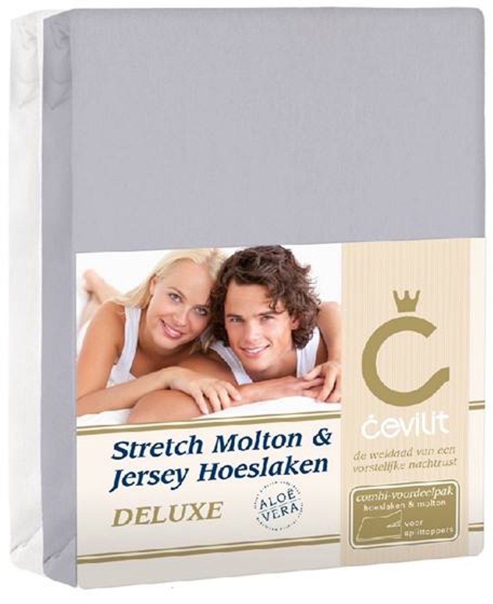 Cevilit Combi Splittoppers Deluxe Splittopper Hoeslaken - Licht grijs - 180x200/220 cm