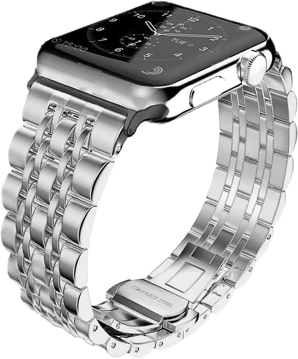 Verstelbare RVS Horlogeband voor Apple Watch 41 mm, 40 mm, 38 mm - Vervangband voor Dames en Heren, Geschikt voor SE2, Series 9, 8, 7, 6, 5, 4 met Luxe Design en Comfortabele Pasvorm