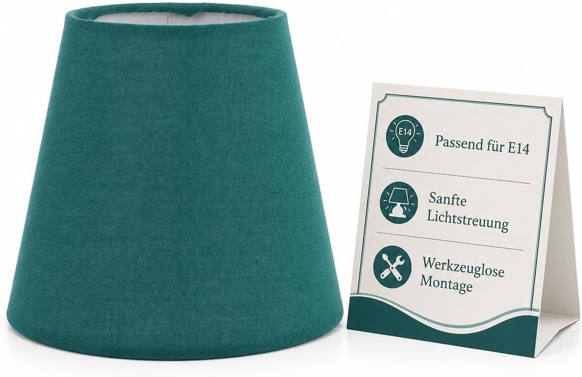 Kleine Lampenschermen - Fabric lampshade voor hanglamp, macaron gekleurde E14 lampenkap voor tafellamp, vloerlamp en wandlamp, 14x13x9cm, groen, trendy interieuraccessoire, sfeervolle verlichting, decoratieve lampenkappen