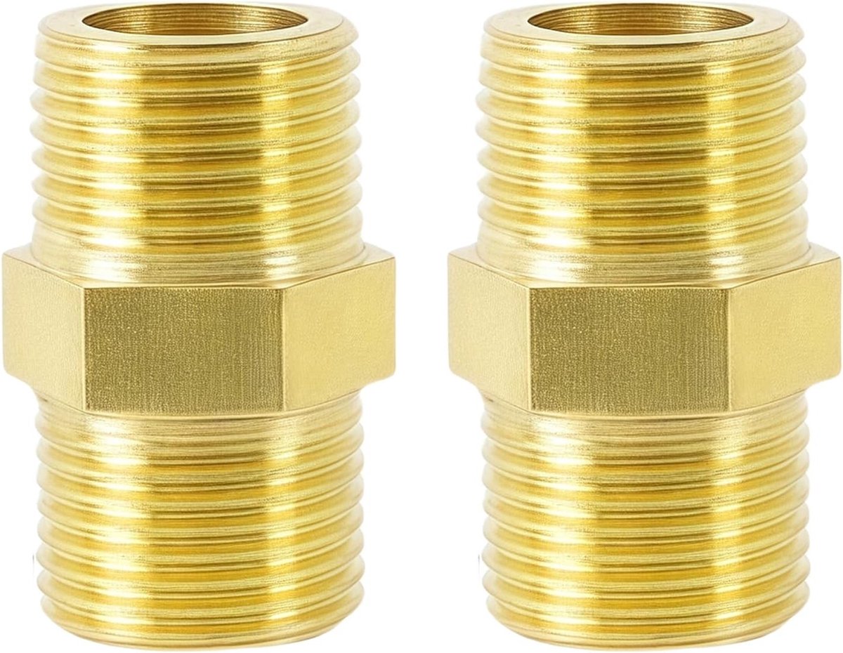 Gas slangconnectoren set van 2, dubbele nippel, snelkoppeling, messing, diverse maten beschikbaar, voor gasinstallaties en -toepassingen