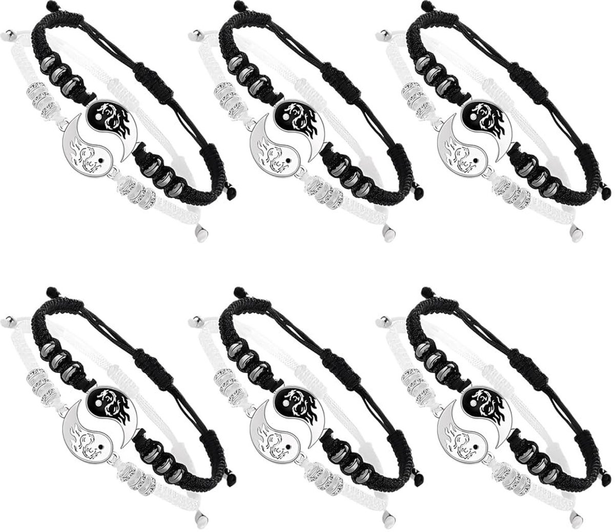 Omgoods - Set van 12 Vriendschapsarmbanden met Yin Yang Motief