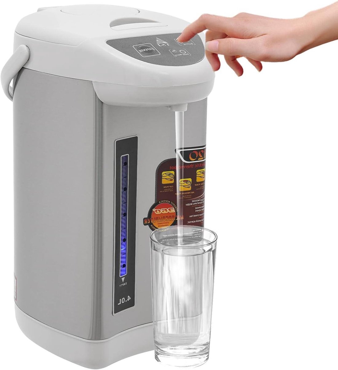Warmwaterdispenser - Heetwaterdispenser Waterkoker - Snel Warm Water - Roestvrij Staal - 4 Liter - Grijs