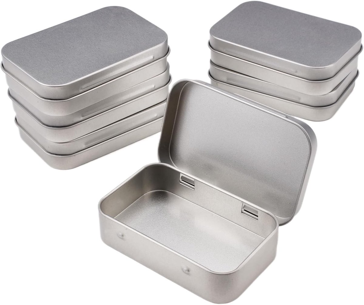 6 Stuks Kleine Metalen Dozen met Deksels, 9,5 x 6 x 2,2 cm | Mini Opbergdozen voor Pil, Oortelefoon en Oplaadkabels, Rechthoekige Blikken Dozen voor Organisatie en Opslag