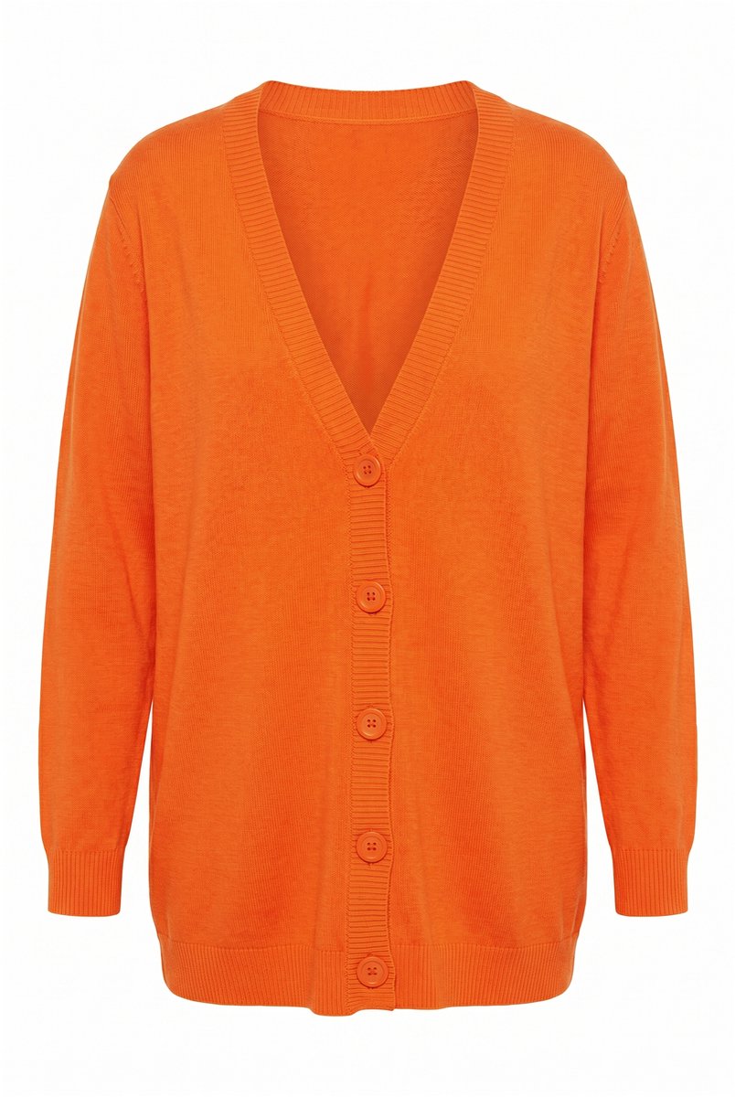 MIAMODA - Dames - Lang vest regular fit V-hals - Oranje - Maat 50+