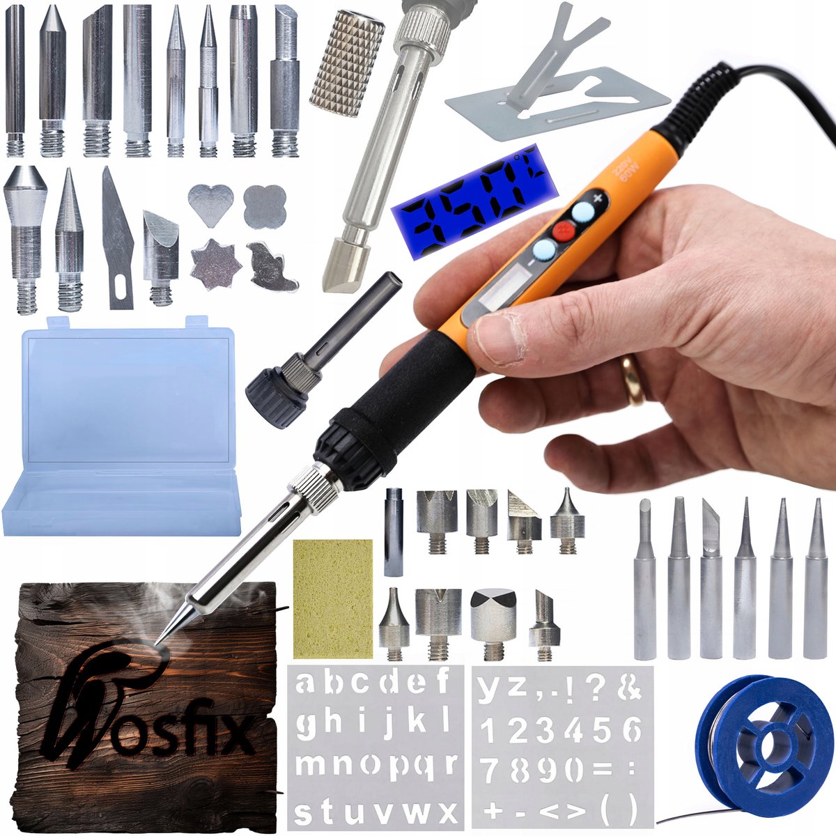 Rosfix Soldeerbout Set Electric S - Soldeerbout met LCD 60W - 180–500°C, ESD Safe, 900M Adapter