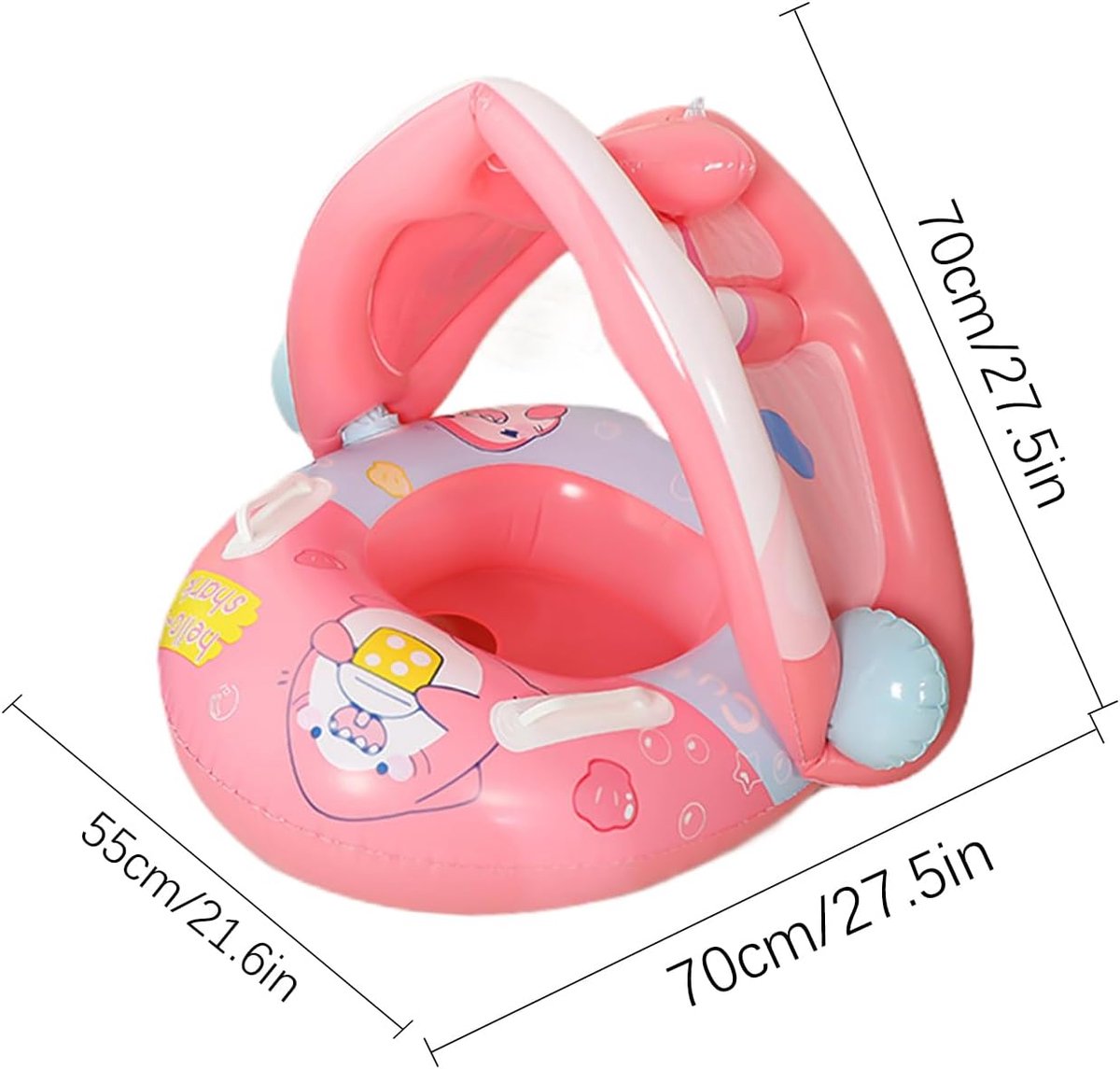 Baby Zwemring Zonnescherm - Peuter Zwemvlot Drijver - Veilig Zwemmen - Groeit Mee Met Kind - 55x70x70cm - Rood – foto 7