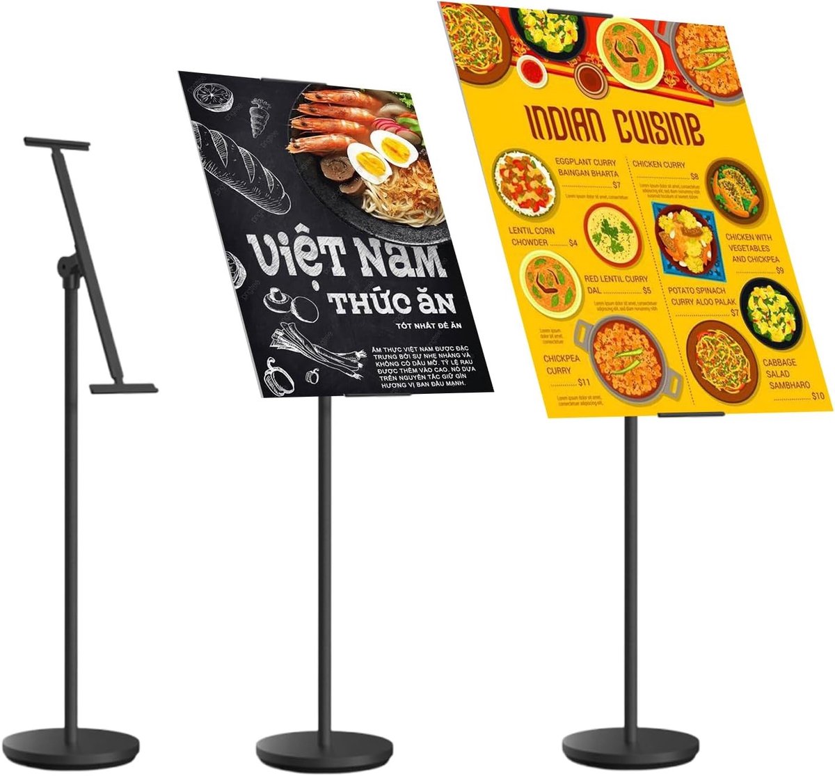 Verstelbare Presentatiestandaard voor Buiten en Binnen, Ideaal voor Restaurantmenu's en Informatiepanelen, Hoogte 60-100 cm