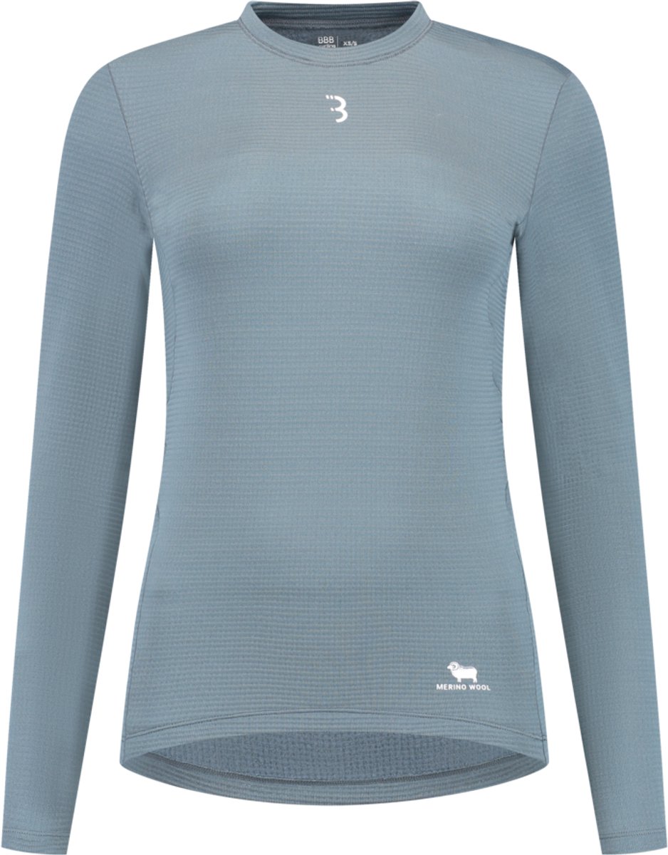 BBB Cycling MerinoLayer - Ondershirt Wielrennen - Lange Mouwen Fietsshirt - Grijs Blauw - XL/XXL - BUW-21