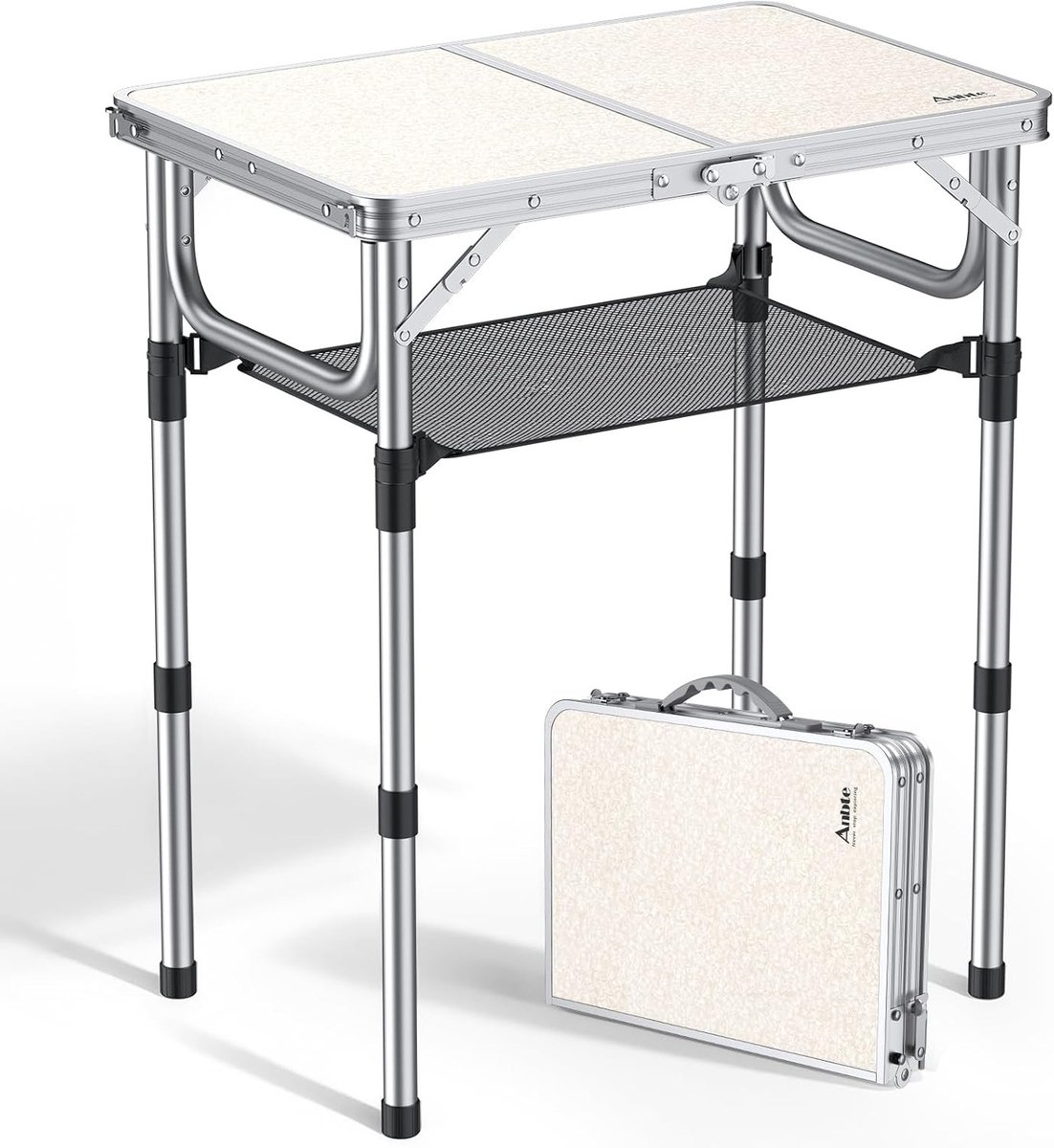 Campingkast - Zwart - Opvouwbare Tuintafel Aluminium - Verstelbare Hoogte - Voor Camping en Picknick