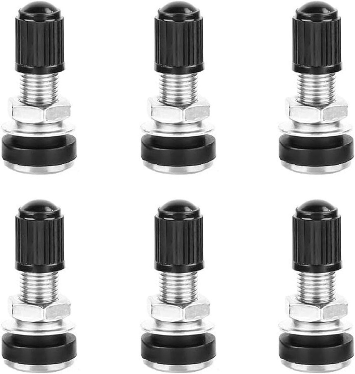 6 Stks Metalen Staaf Tubeless Ventiel - Motorfiets Tubeless Ventiel - Met Stofkap - Geschikt Voor Auto ' S En Motorfietsen