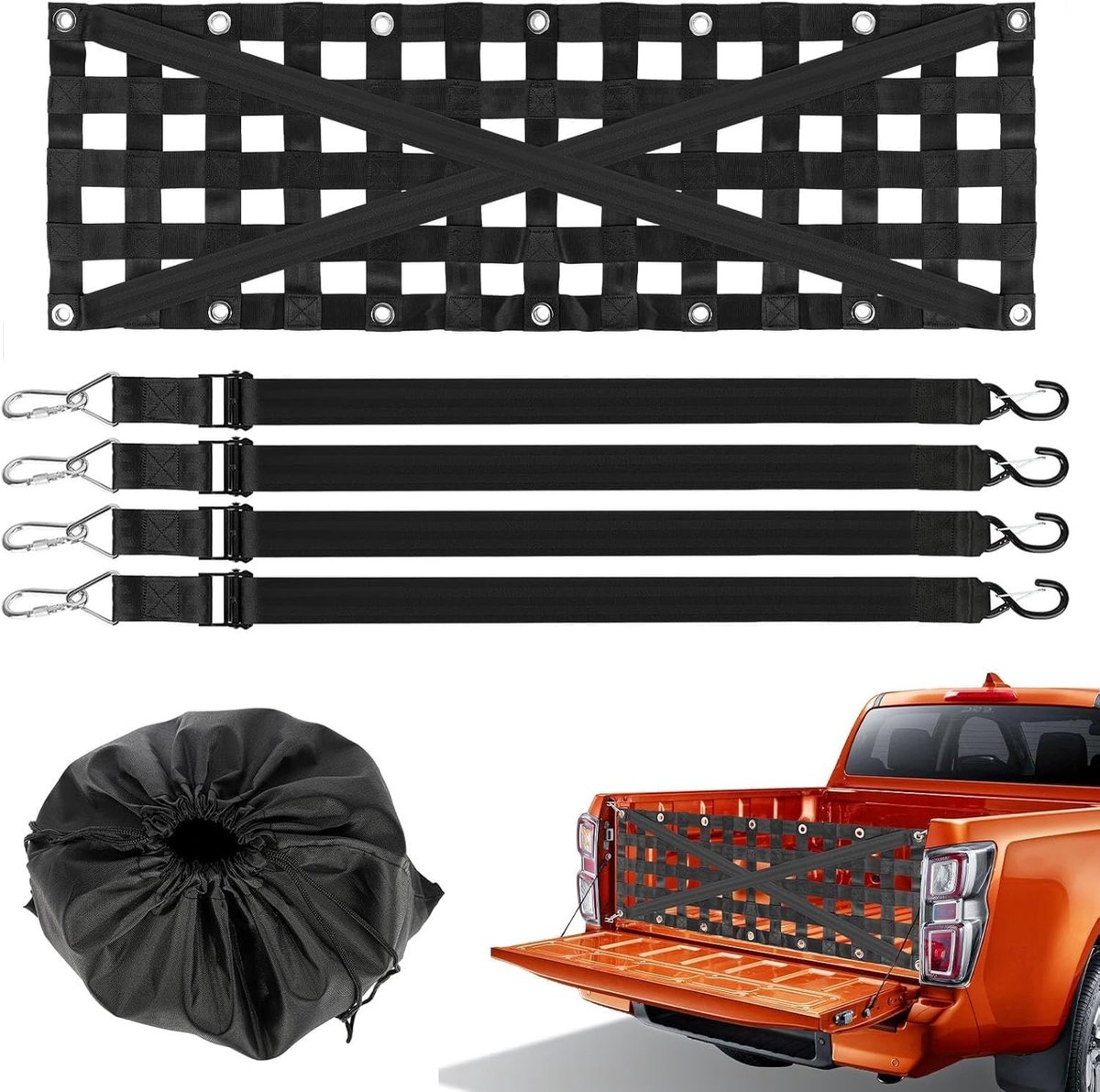 Aanhangernet - Vrachtnet - Lading Zekeren - Verstelbaar Systeem - 140 x 45 cm - Zwart