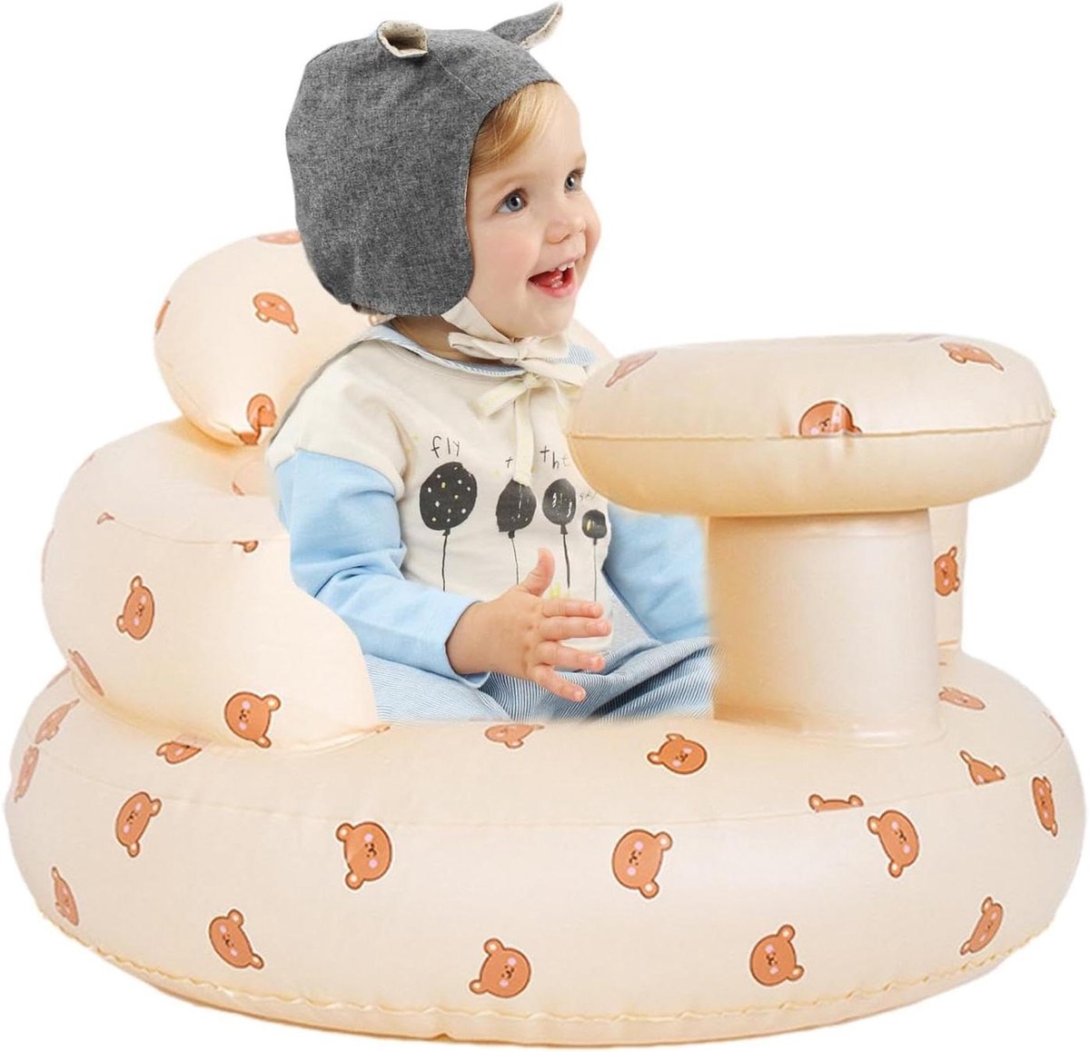 Opblaasbare peuterstoel - Baby zitje - Comfortabel zitten - Ingebouwde luchtpomp - 49x35cm - Blauw