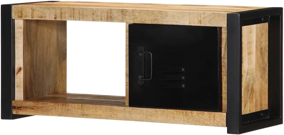 TV-meubel Mangohout - TV-kast Industrieel - Woonkamer Inrichten - Massief Hout & IJzer - 80 x 30 x 35 cm