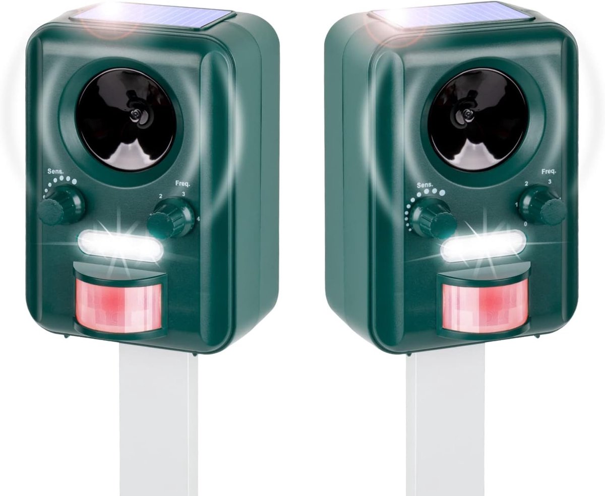 Marterverjager - Zwart - Solar & Usb Oplaadbaar - Ultrasone Dierenverjager voor Buitengebruik
