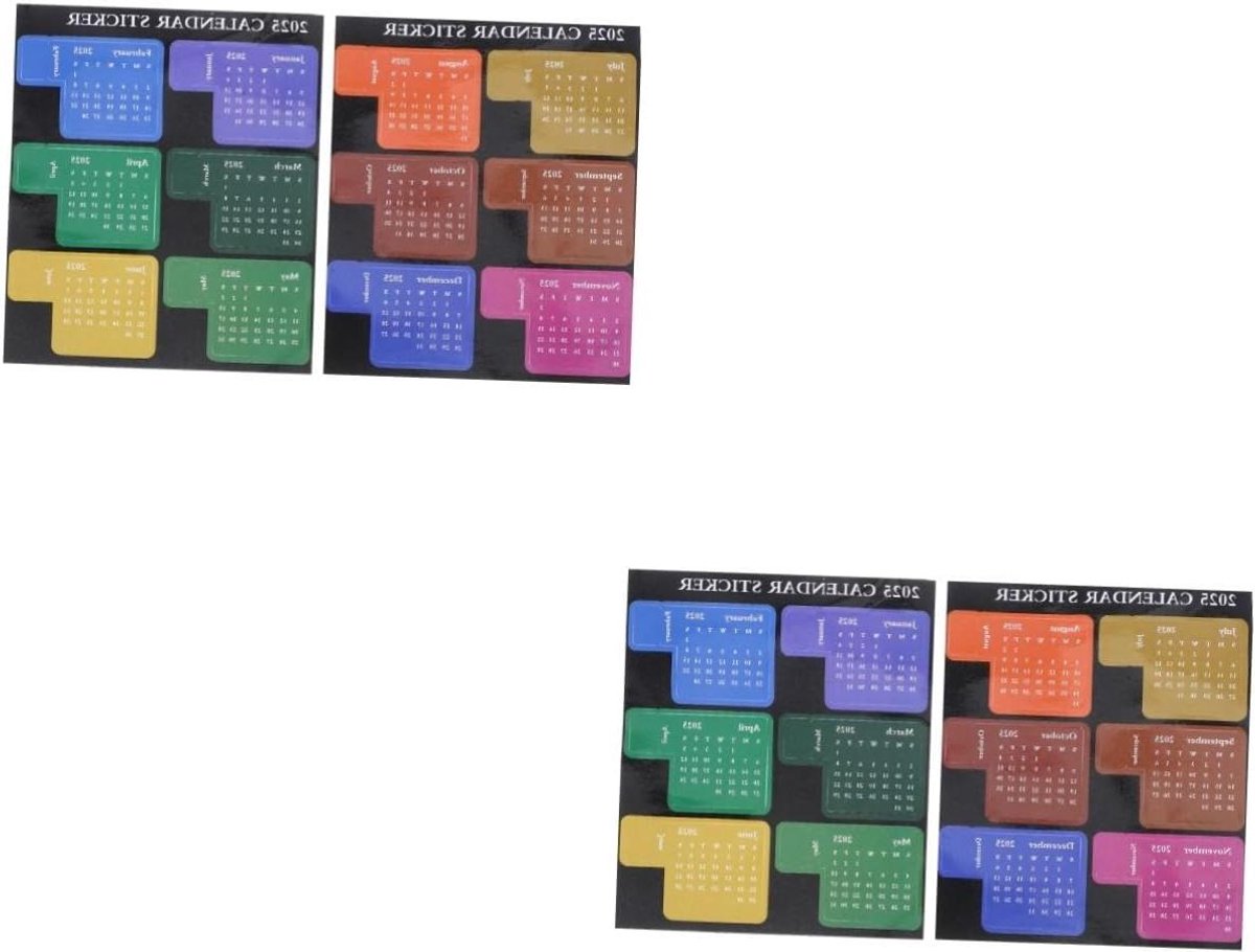 Kalenderstickers - Maandtabbladen Index - Organiseren Planning - Zelfklevend Gecoat Papier - 13.5x11.5 cm - Multicolor