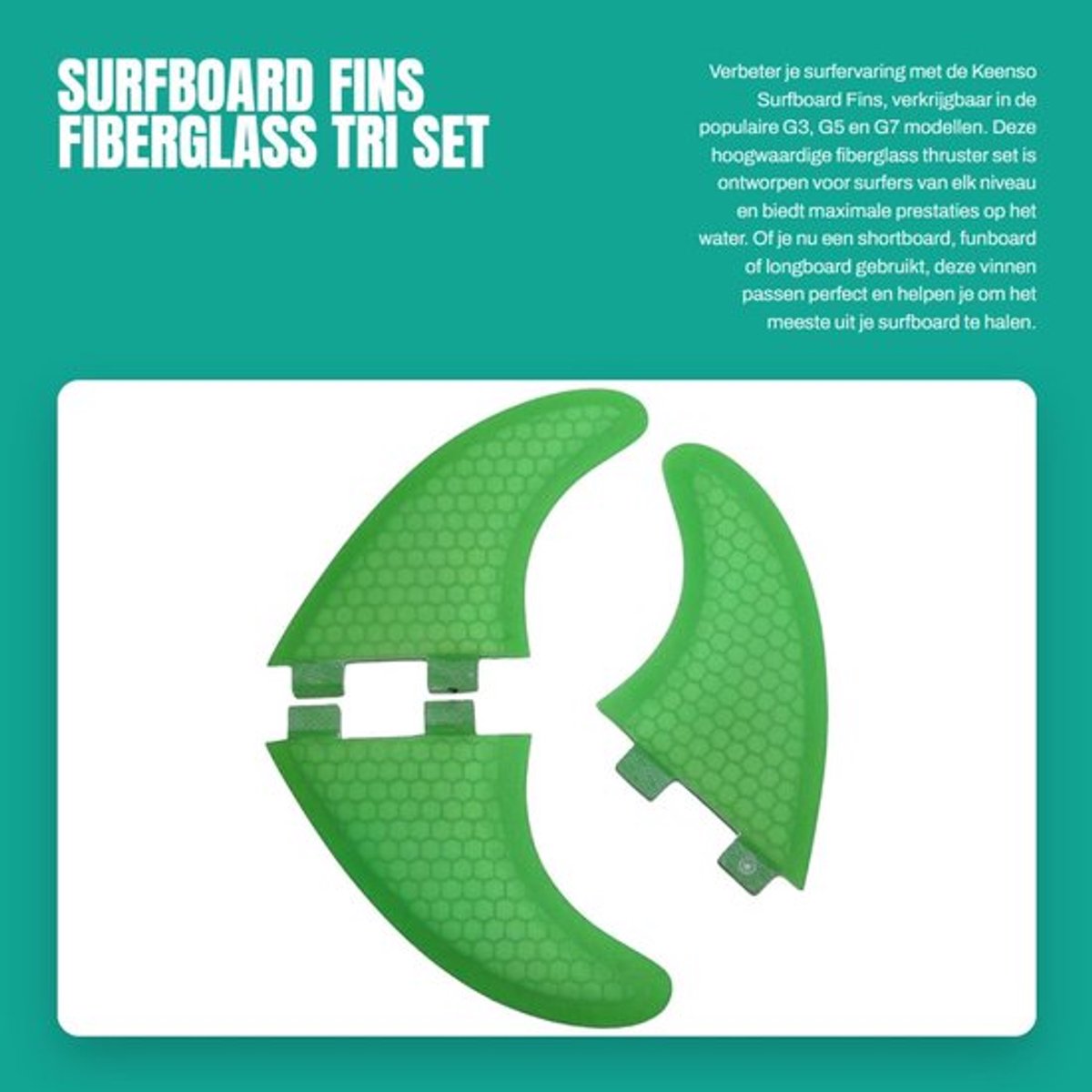 Surfboard Vinnen - FCS/Futures Compatibel - Lichtgewicht/Responsief - Duurzaam/Flexibel - Bow Thruster (3 Fin) - Maximale Prestaties - Surfvinnen