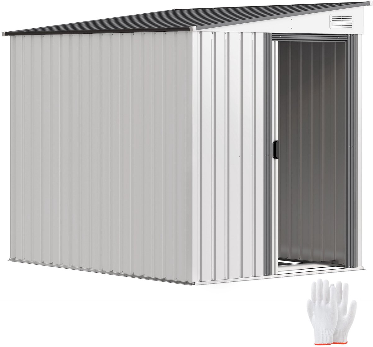 Metalen tuinschuur 2 - 81 m² 154 x 206 - 5 x 181 cm Gereedschapsschuur met lessenaarsdak Fundering