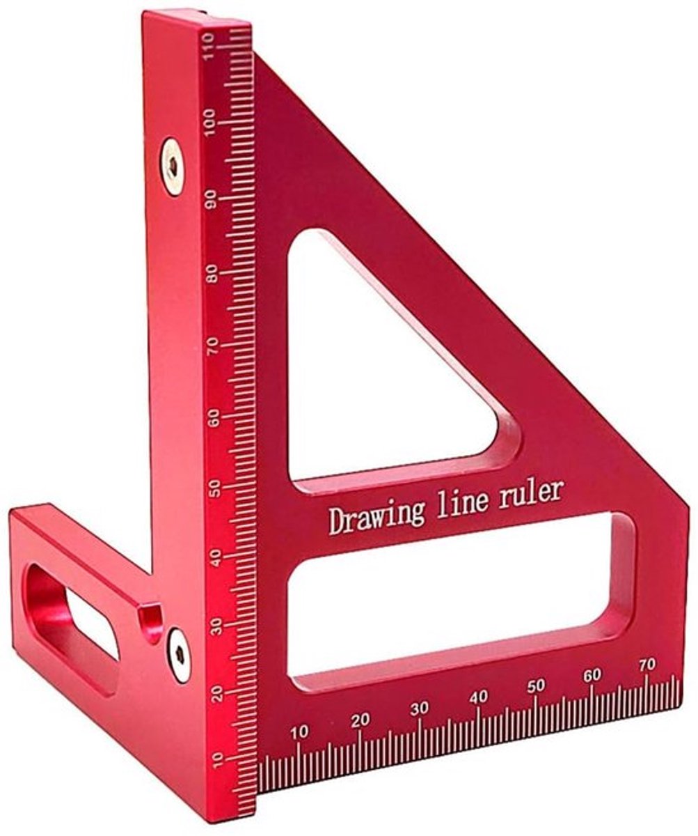 Gradenboog Lichtgewicht Aluminium - Houtbewerkingshoekliniaal - Timmerman/Ingenieur - Roestvrij - 45/90 Graden - 170 g - Hoekliniaal