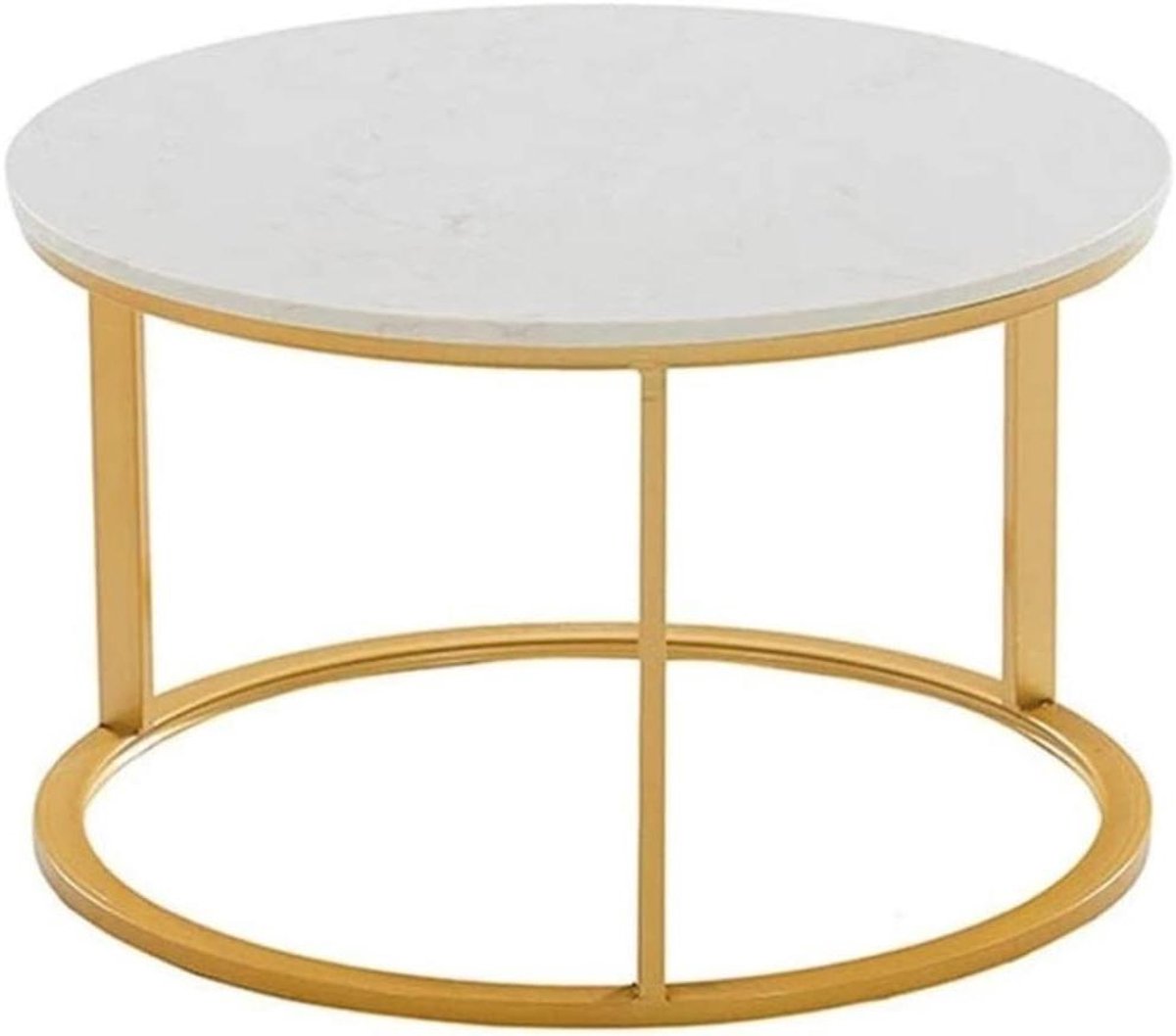 Bijzettafel Marmer - Salontafel Koffietafel - Opslag en Decoratie - Stabiele IJzeren Structuur - 55x55x40cm - Goud