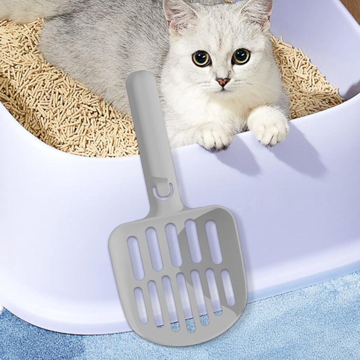 Kattenbak Schep - Kattenbak Schepje - Kattenbak Onderhoud - Ergonomisch Handvat - 12x26 cm - Grijs