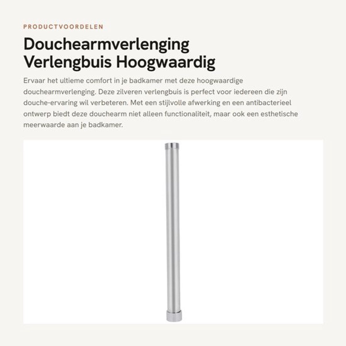 Douchearmverlenging 30 cm - Douchekopverlengarm - Ronde Douchebuis - Koper/Chroom - Antibacterieel - Slijtvast