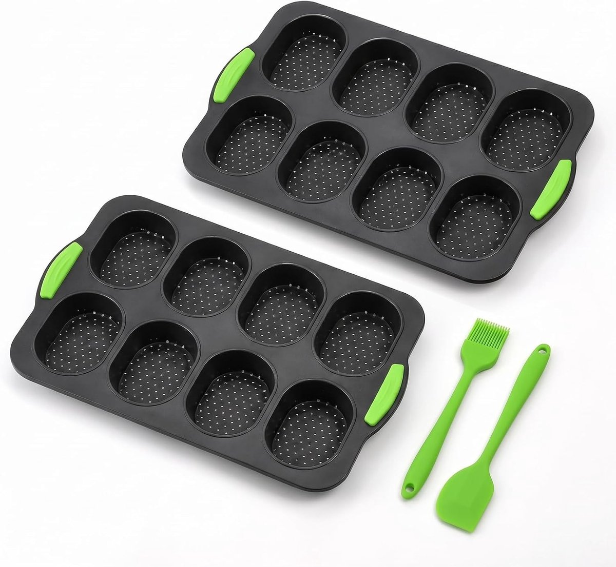 Baguette Bakvormen Set - Zwart - Siliconen met 4 en 8 Sleuven - Voor Broodjes en Baksels