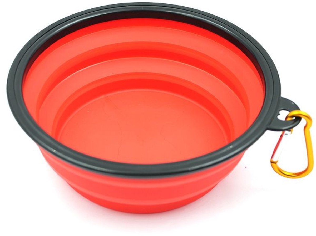 Siliconen opvouwbare voerbak 350 ml, Rood