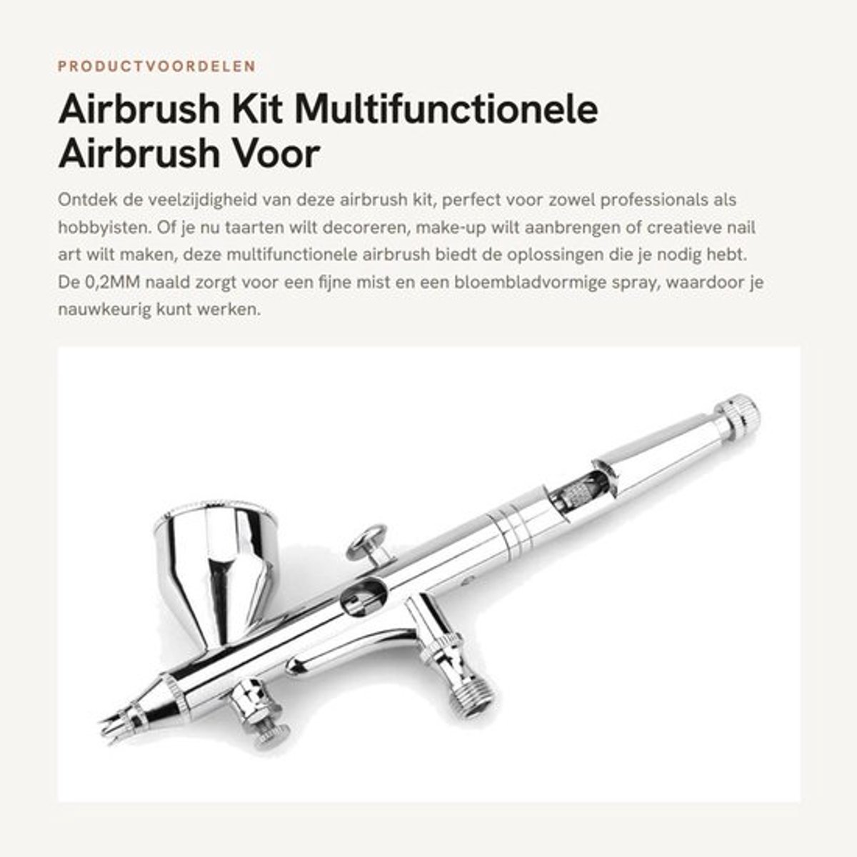 Airbrush Kit - 0,2 mm Naaldmondstuk - Dual-action Zwaartekracht-toevoer - Taartversiering - Nail Art - Hoogwaardig Materiaal - Spuitpistool