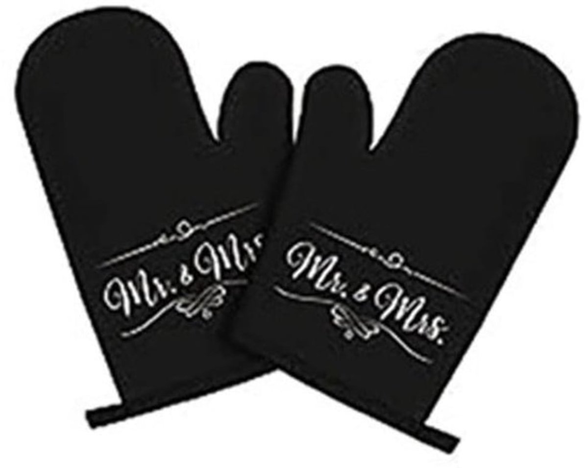 Ovenhandschoenen Hittebestendig - Antislip - Thermische Handschoenen - Kookhandschoenen - Zwart - 1 stuk 17 x 27 cm