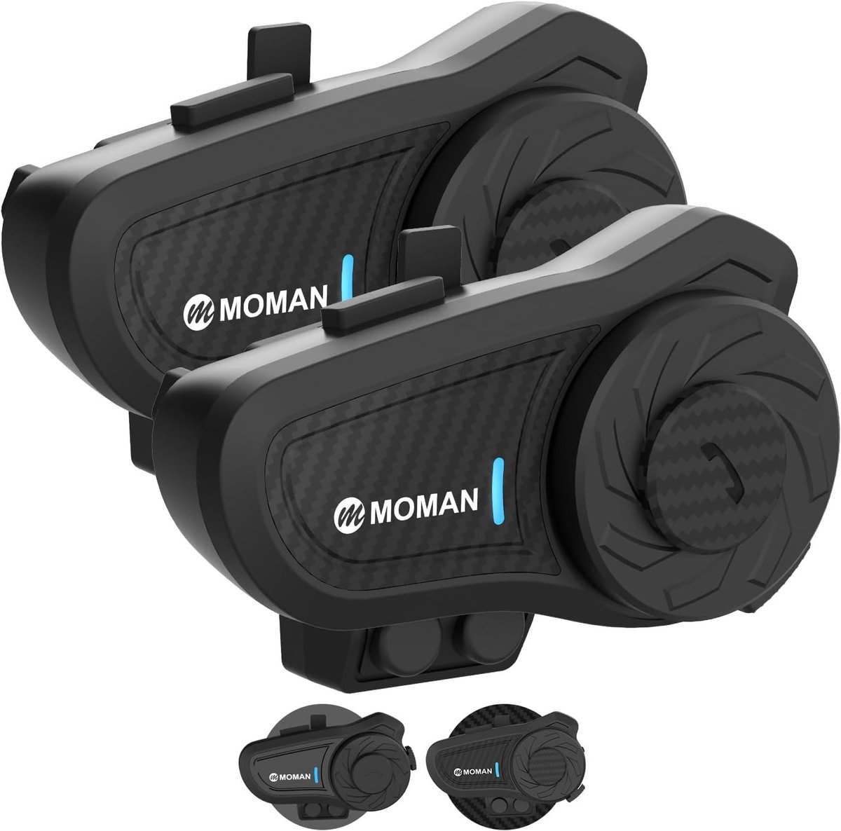 Motorhelm-headset - Carbon - 2 Stuks - Motorfiets Intercom met Ruisonderdrukking en Waterdicht - Voor Motorliefhebbers