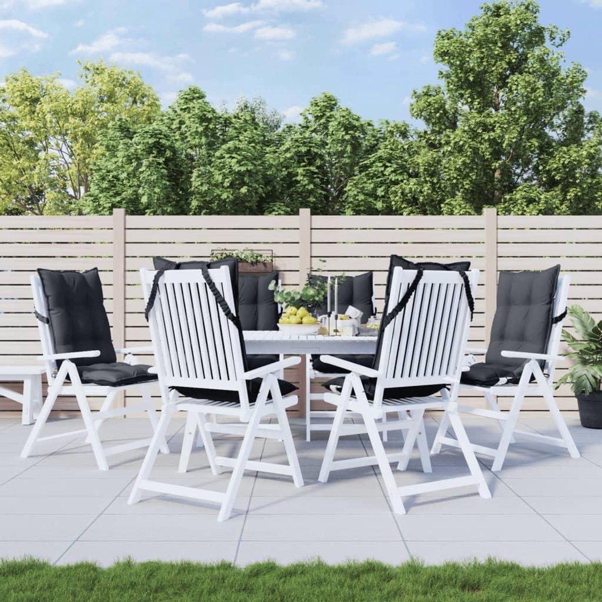 Tuinkussens Hoge Rugleuning - Stoelkussens Outdoor - Comfortabel Zitten - Waterafstotend Oxford Weefsel - 120x50 cm - Antraciet