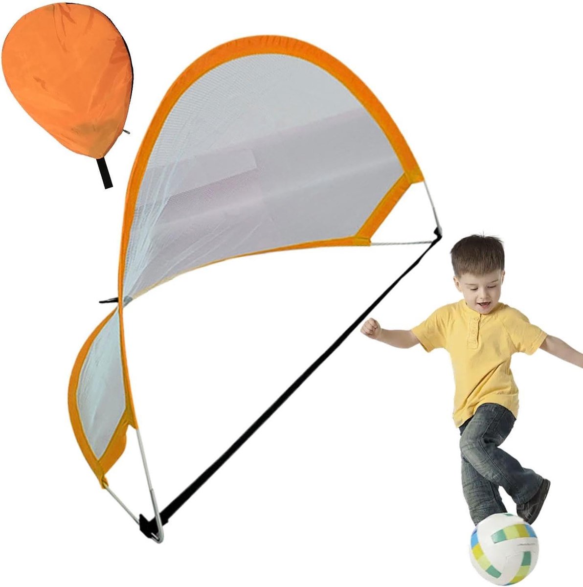 Opvouwbaar Voetbaldoel - Draagbaar Trainingsnet - Buiten Sporten - Snel Op te Zetten - 82x48x48cm - Oranje
