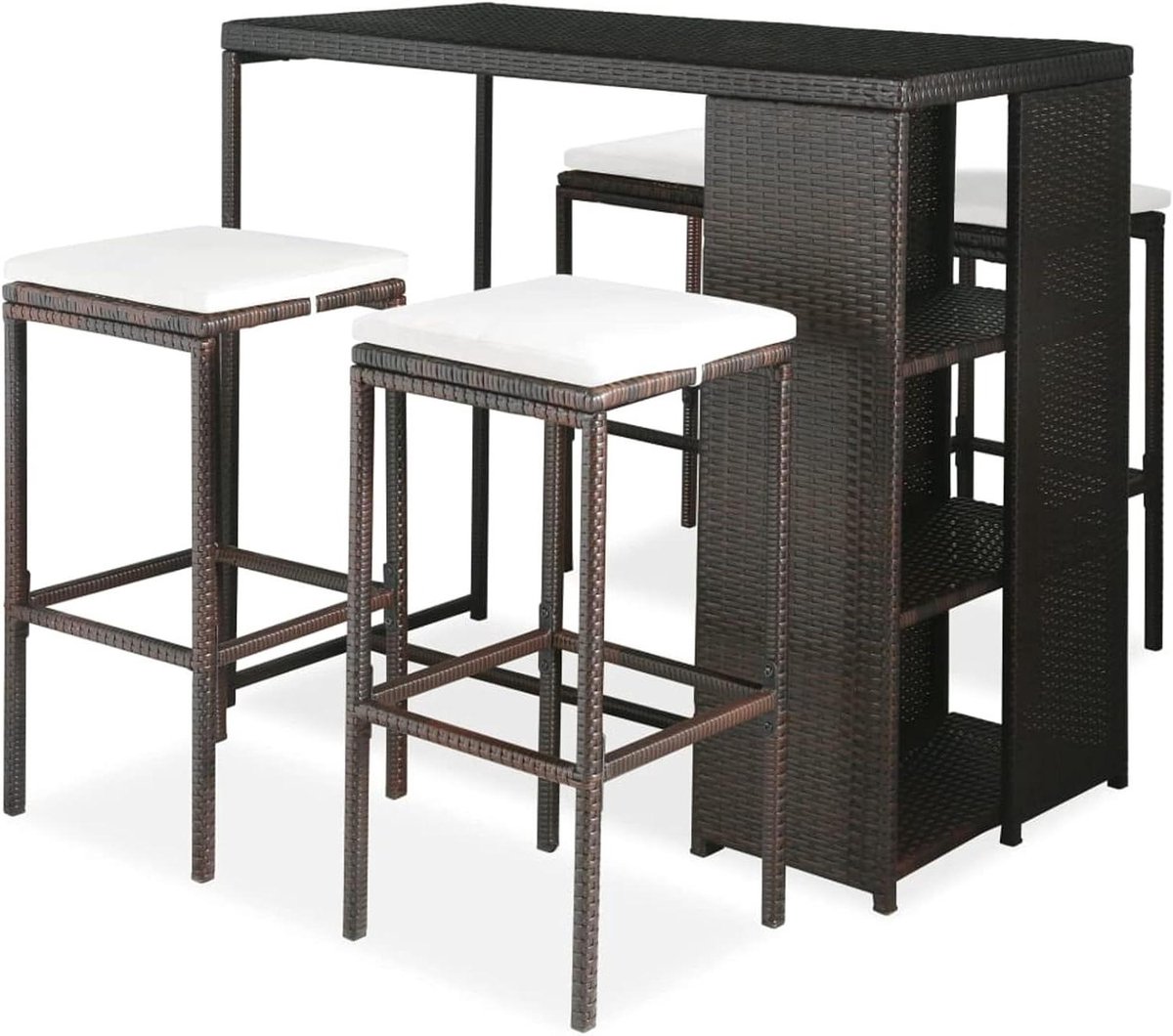 Barset Tuin - Buitenmeubel - Buiten Ontspannen - Weerbestendig Rotan - 83 x 42 x 29 cm - Bruin