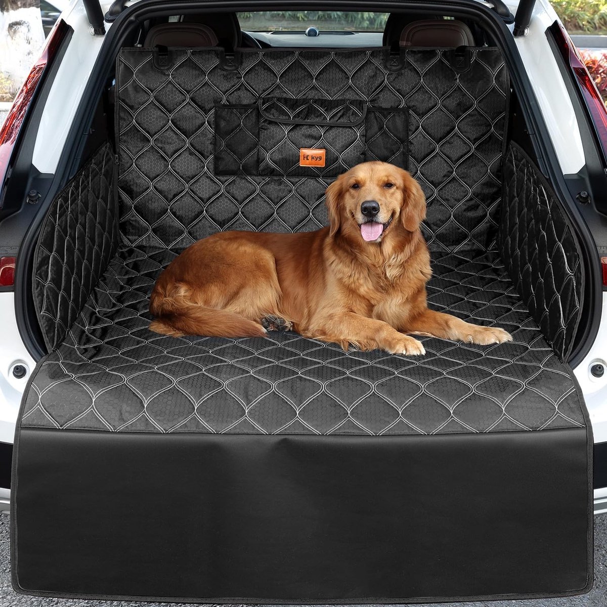 Deken voor auto-achterbank - Zwart - 215 x 110 cm - Waterdichte gewatteerde kofferbakbescherming - Voor honden en auto