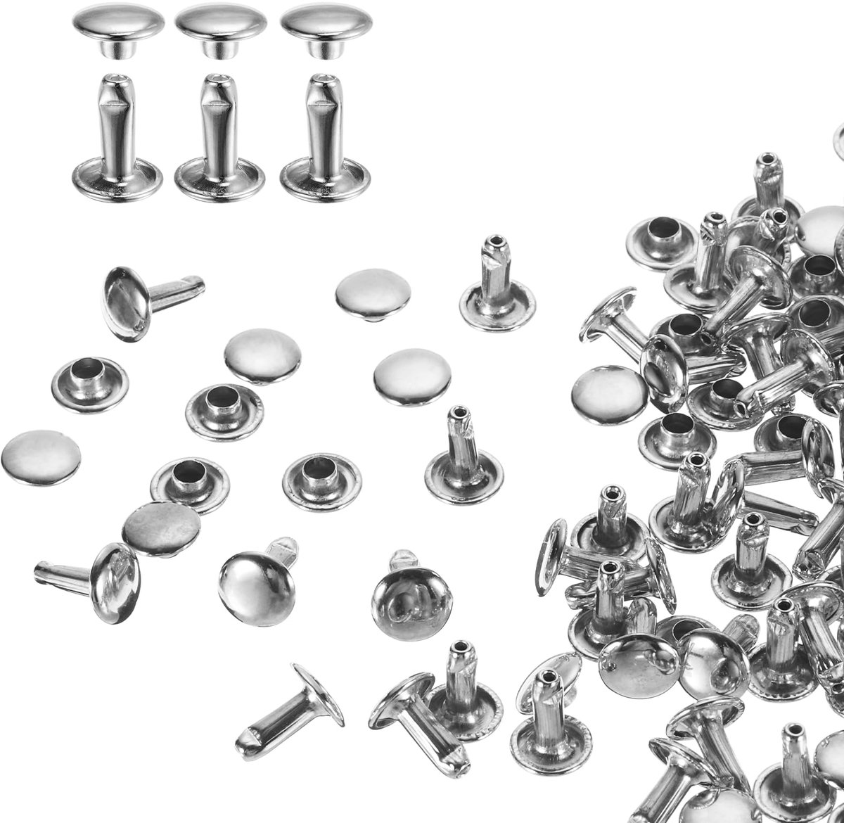 Set van 100 metalen nieten 8 x 10 mm voor leerbewerking