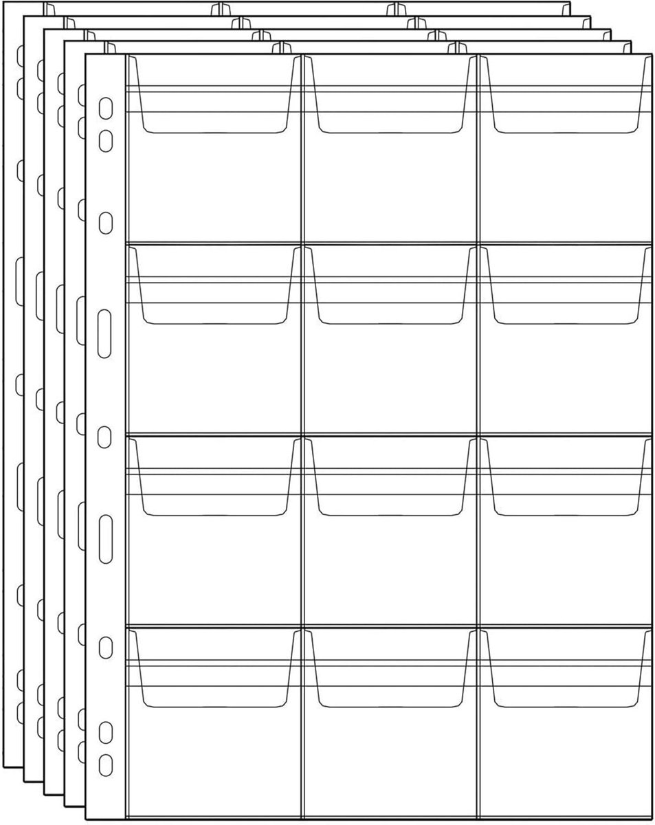 Muntenverzamelmap - Transparant - 5 Vellen met 12 Zakken per Vel - Zuurvrij PVC - Voor Munten en Kleine Verzamelobjecten
