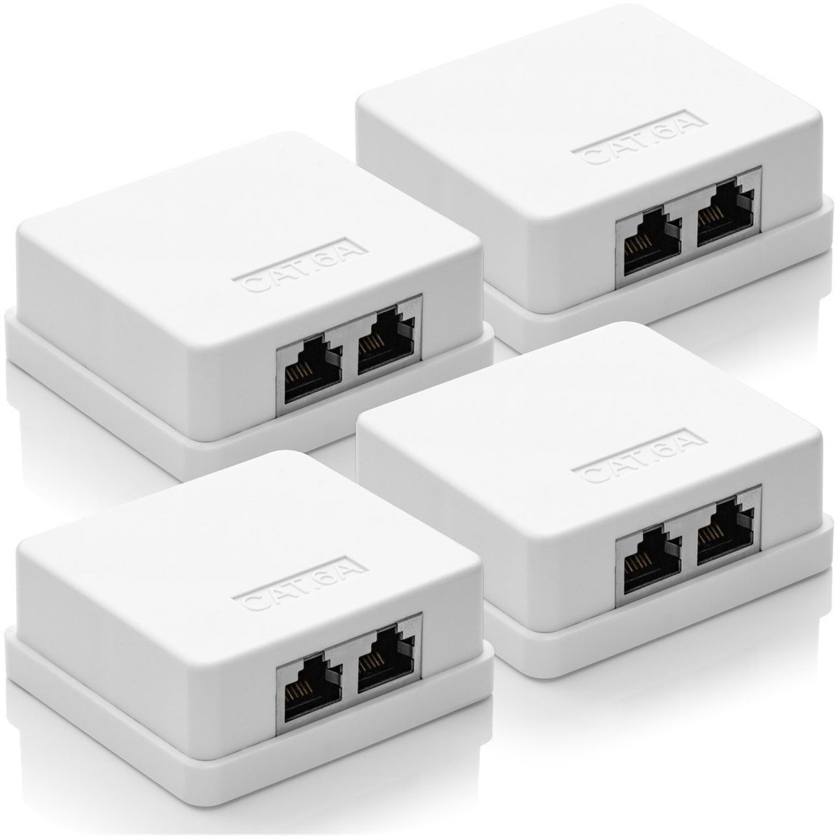 Netwerksplitter - Wit - 6 x 6,7 x 2,7 cm - Afgeschermde Ethernet Netwerkdoos - Set van 4 stuks