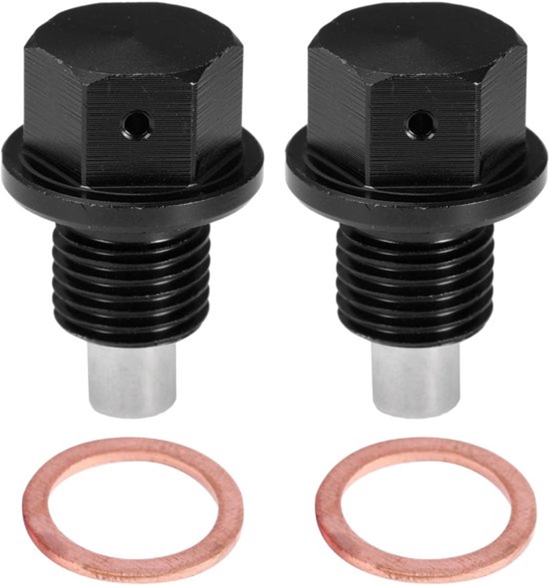 Olieafvoerplug Magnetisch - Set van 2 - Aluminiumlegering - Inclusief 2 Pakking - Eenvoudige Installatie - Houdt Metaaldeeltjes Tegen - Afvoerplug