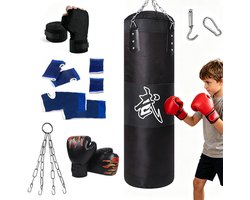 Hangende Bokszak Set - Boxing Bag - Boksset Voor Kinderen & Volwassen - Boksbal - 119 cm - Canvas - Fitness en Stress - met Handschoenen & Accessoires - Invulbaar Ontwerp - Voor Boksen Training en MMA - Thuis en Sportschool