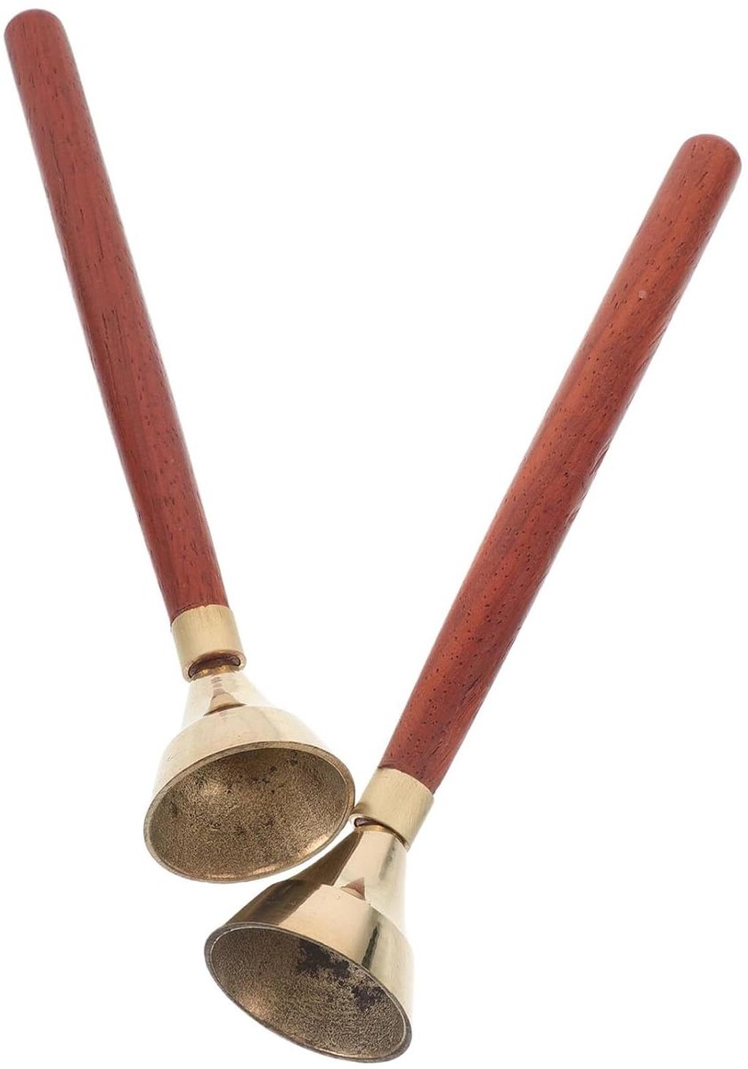 Handbellen Peuters - Rammelaar Muziekinstrument - Muziekeducatie Kinderen - Massief Messing Bel - 20 cm - Bruin