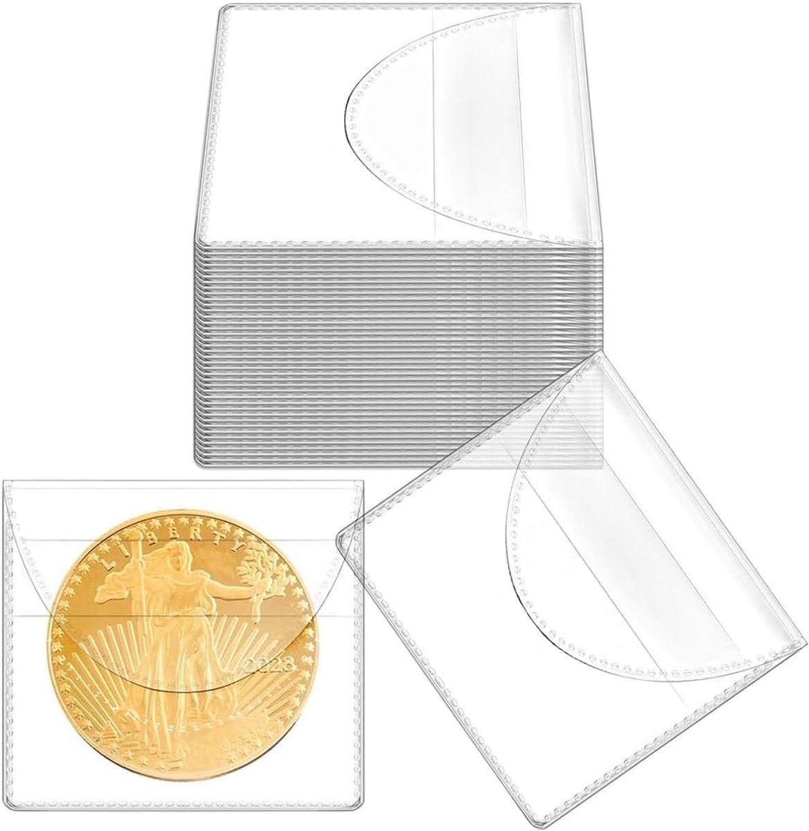 Muntenverzamelmap - Transparant - 1 vak - PVC met antislip en waterbestendig - Voor munten en kleine voorwerpen