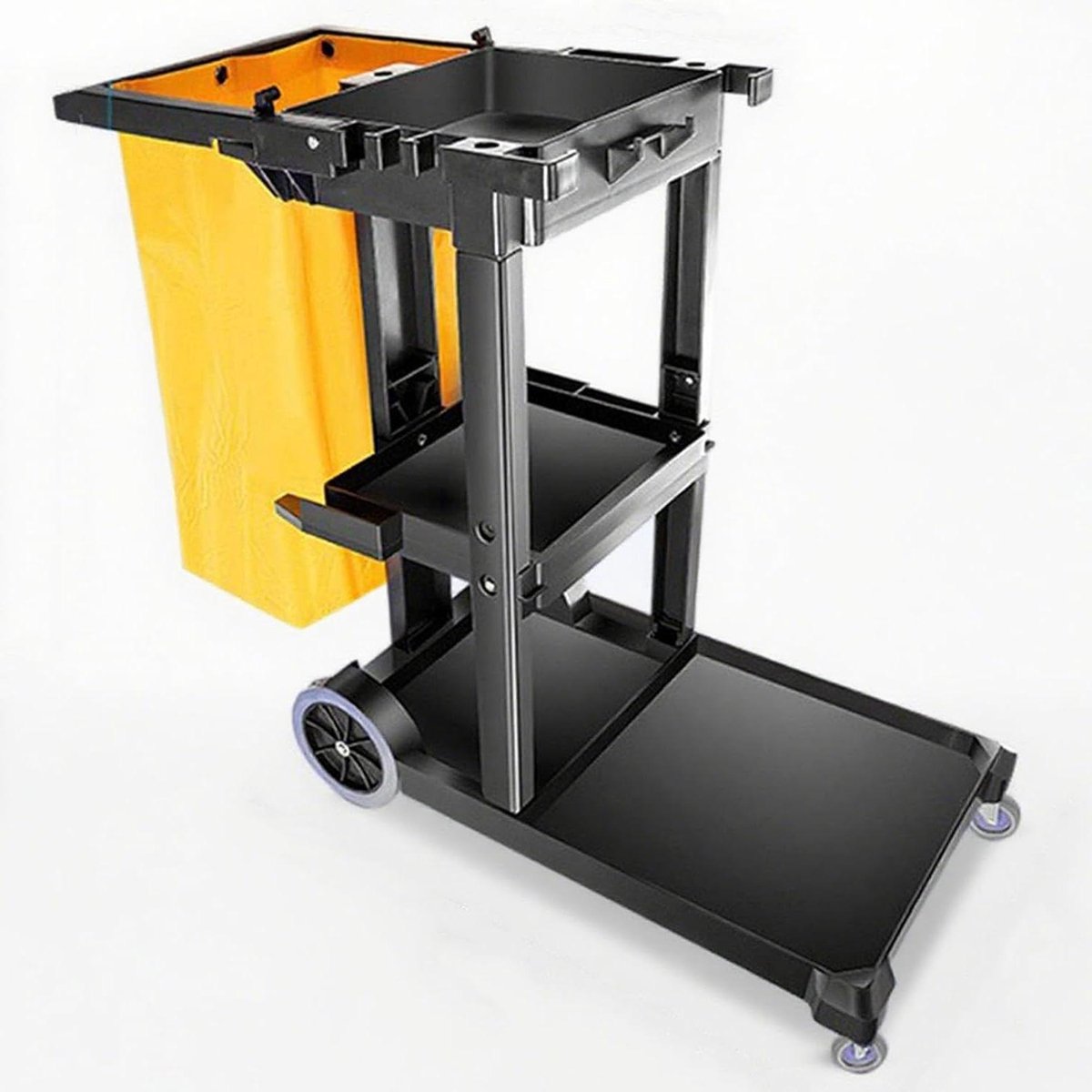 Schoonmaakwagen met Wielen - Opbergwagen Trolley - Commercieel Schoonmaken - Robuuste Constructie - 110 x 50 x 98 cm - Zwart