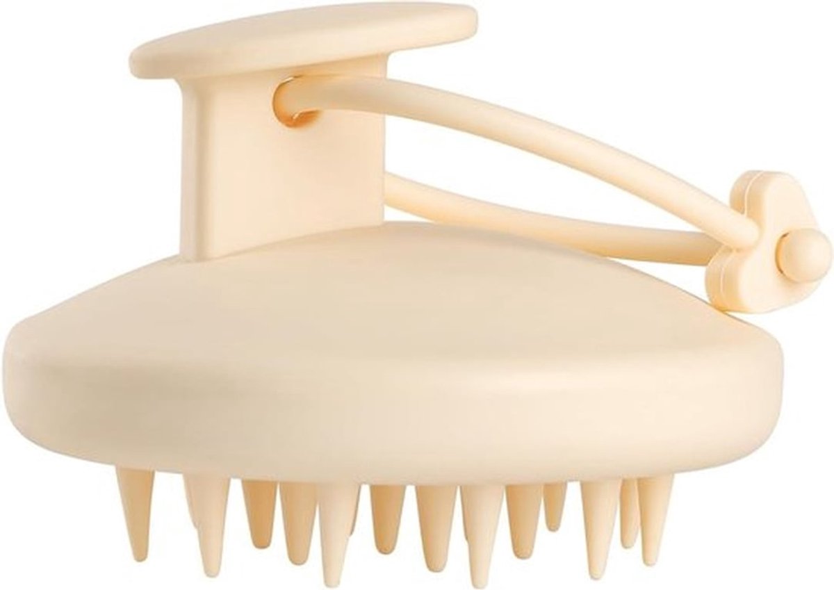 Siliconen Scalp Massage Borstel voor Shampoo en Exfoliatie, Verwijdert Roos en Stimuleert Haargroei, Geschikt voor Nat en Droog Haar - Beige
