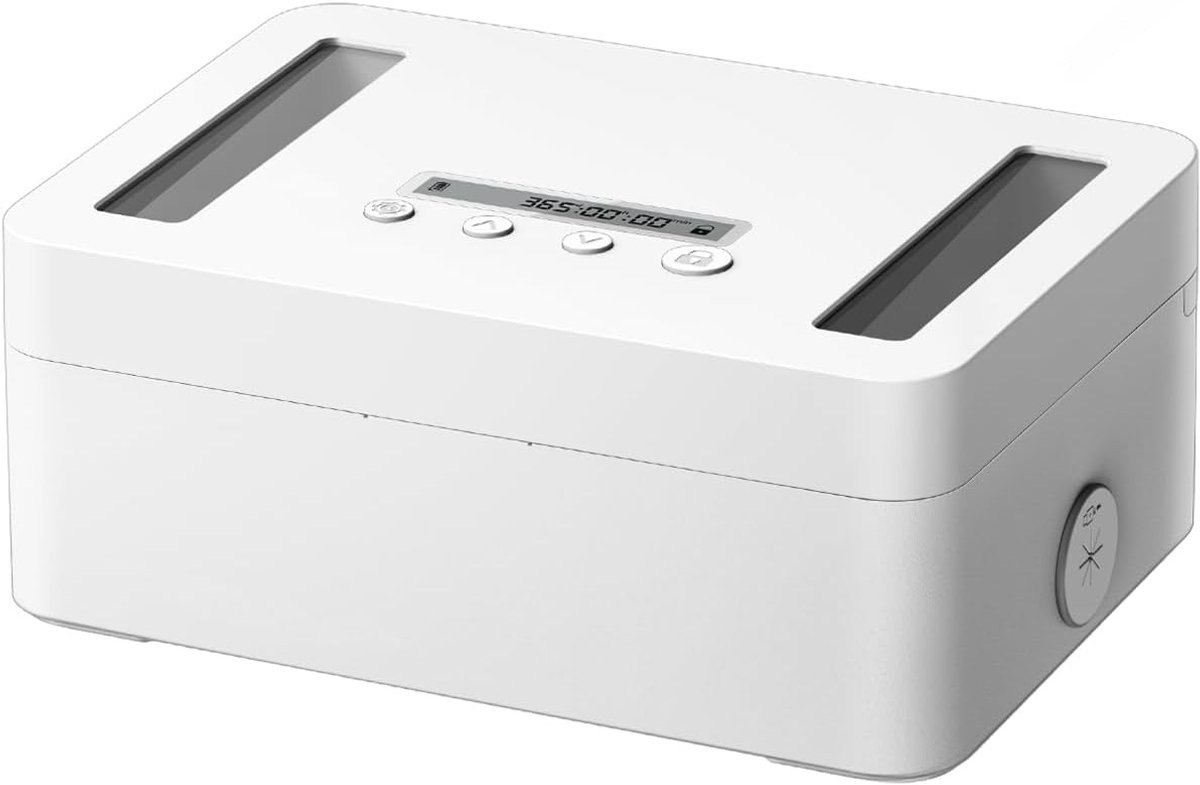 Tijdsloten Container voor Mobiele Telefoons, Snacks en Alcohol - Anti-Verleiding Box (21.21×8.00×15.42cm/White)