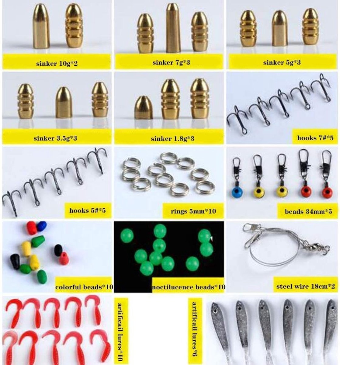 Complete 138-delige Visaccessoires Set met Jig Haken, Zinkers, Draaiingen en Vissenlijn Beads voor een Succesvolle Viservaring