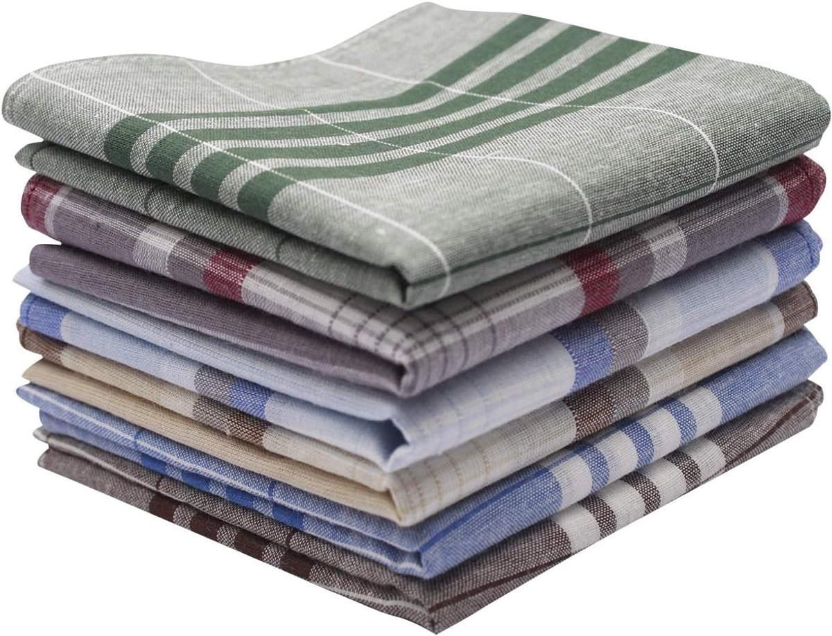 Set van 6 Heren Zakdoeken van 100% Katoen, 40 x 40 cm, Luxe en Ademend, Perfect voor Dagelijks Gebruik