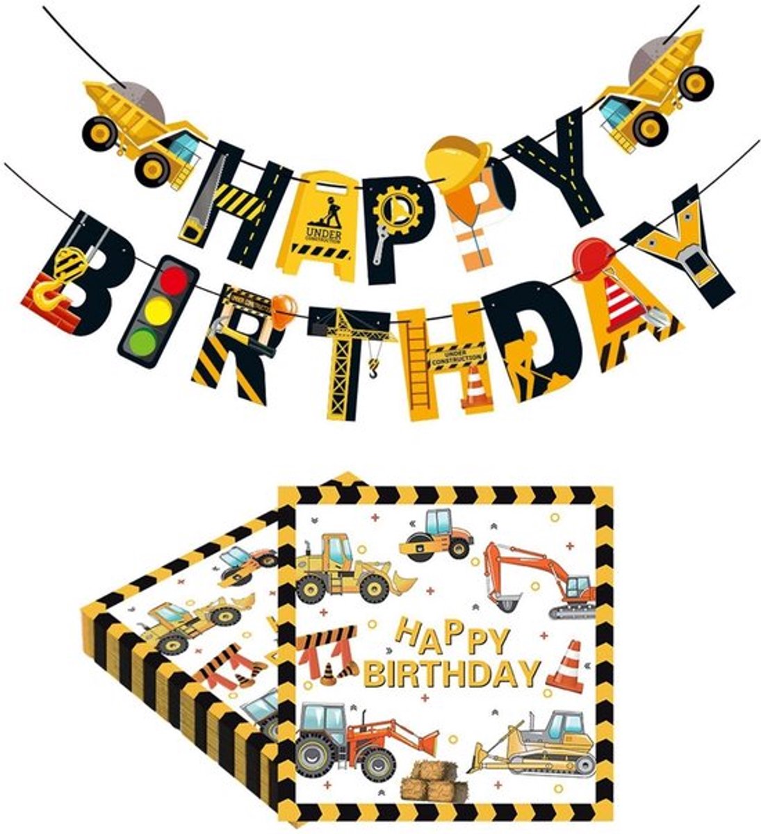 Voertuigweefsels 24 Stuks - Technische Vlag 1 Stuk - Feestdecoratie - Verjaardagsfeestje - Kinderfeestartikelen - Creatieve Cartoonpatronen