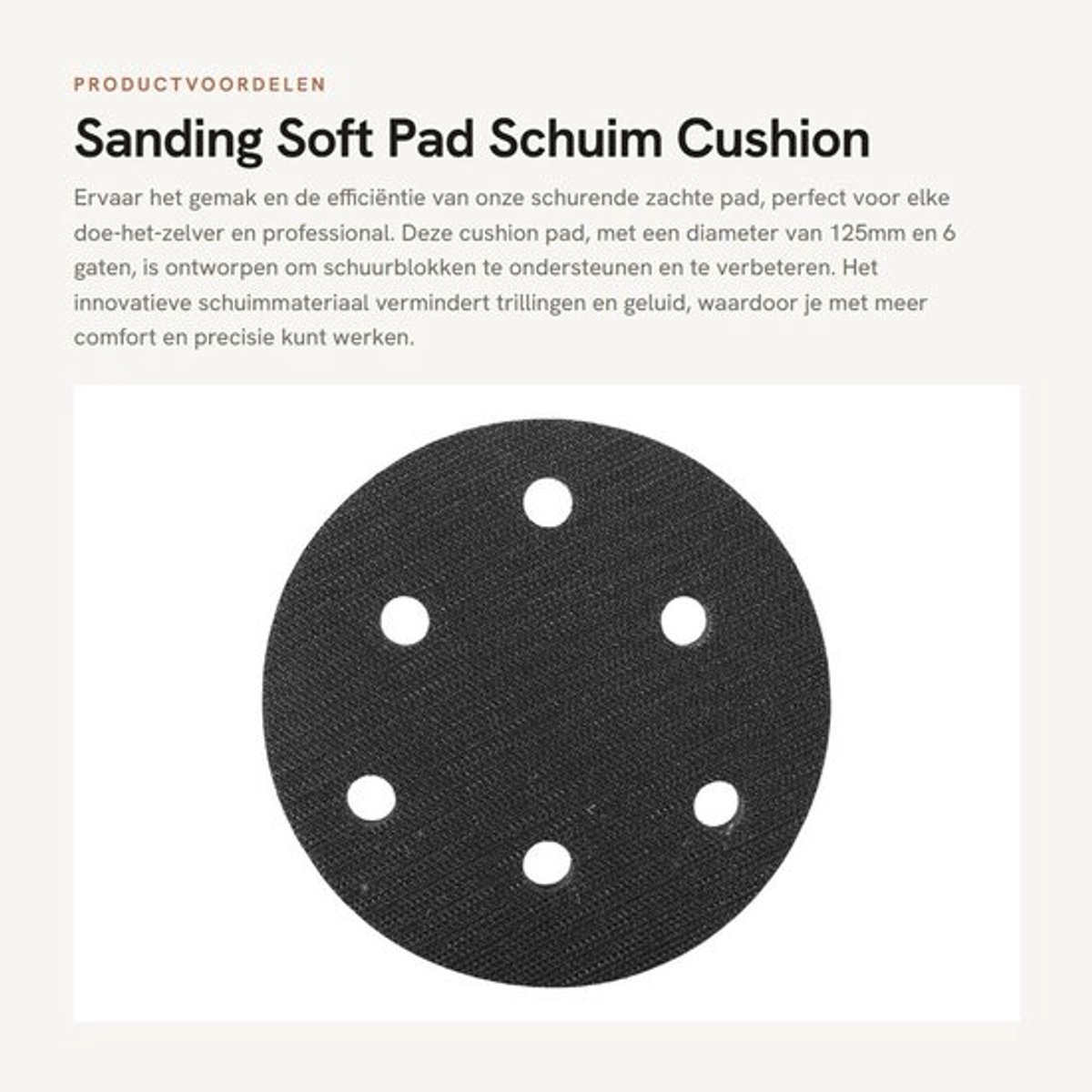 Buffer Pad 125mm - Zachte Spons - Interface Kussen - Antivibratie - Demping - Geschikt voor Polijstmachine - Polijstpad