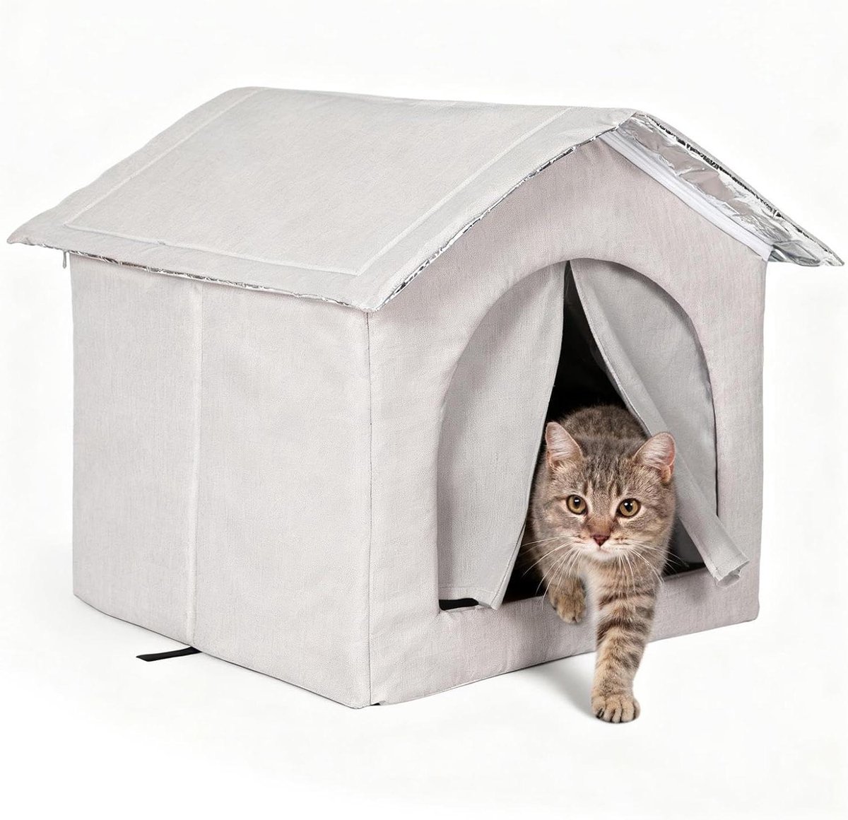 Buiten Kattenhuis - Huisdier Shelter - Bescherming Tegen Kou - Waterdicht Oxford Materiaal - 36x36x36cm - Grijs